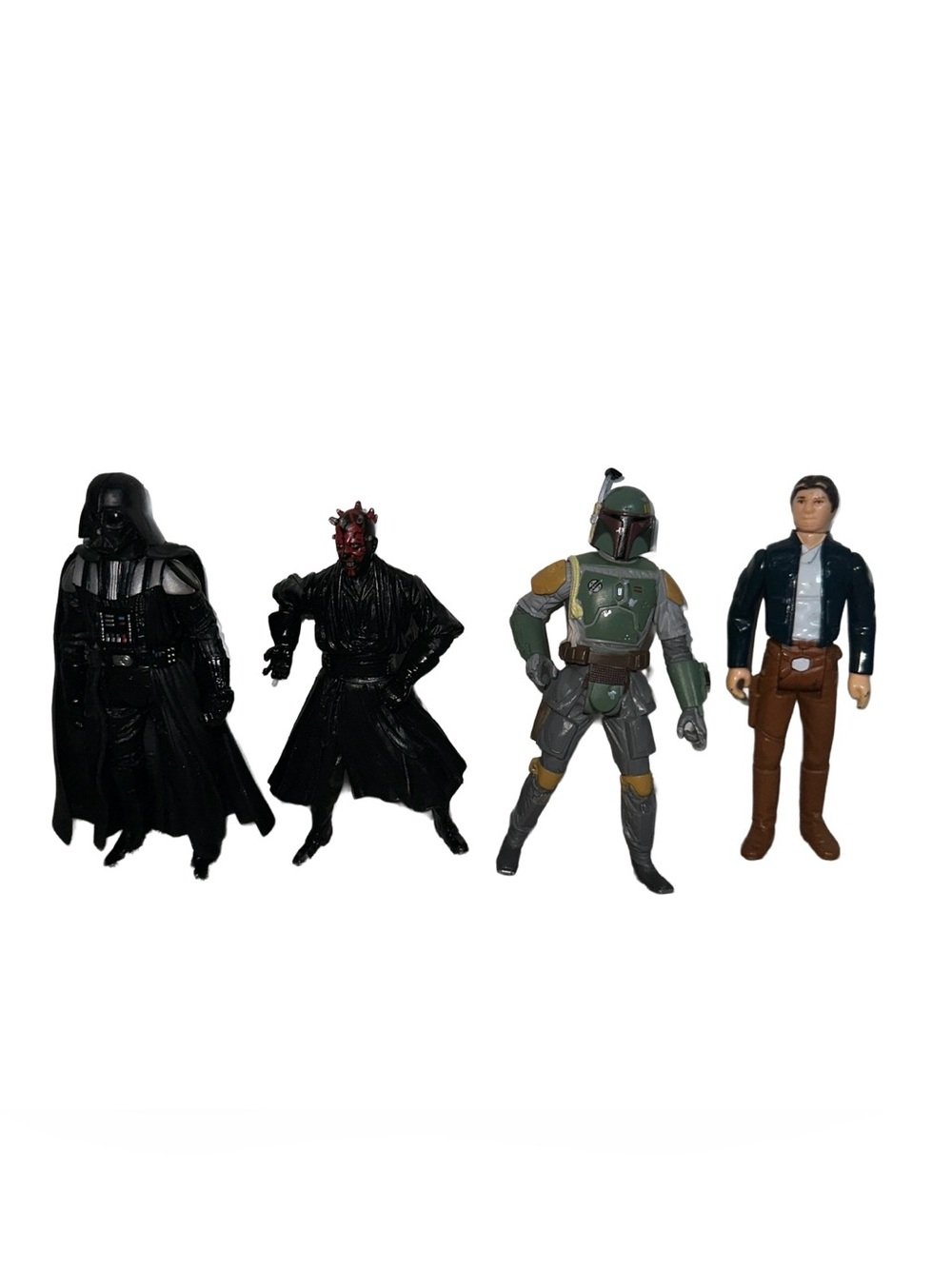 Star Wars Figure Lot 4” Darth Vader Maul Boba Fett Han Solo Action Figures